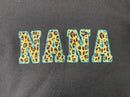 Embroidered Teal Stitched Leopard NANA Sweatshirt-2
