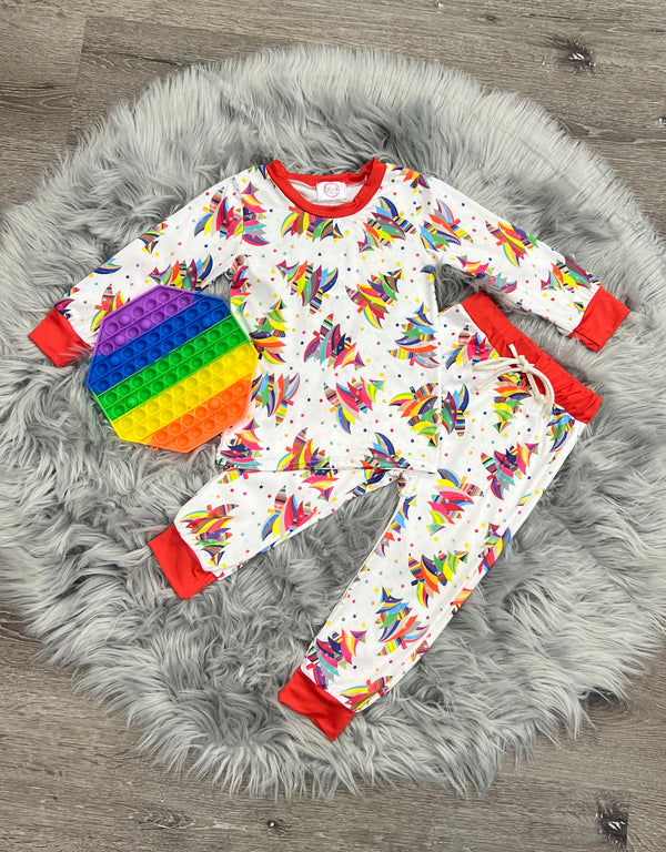 Red & Rainbow Trees Jammies
