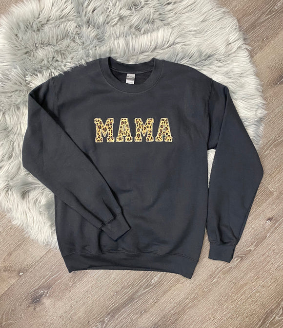 Embroidered Leopard MAMA Sweatshirt