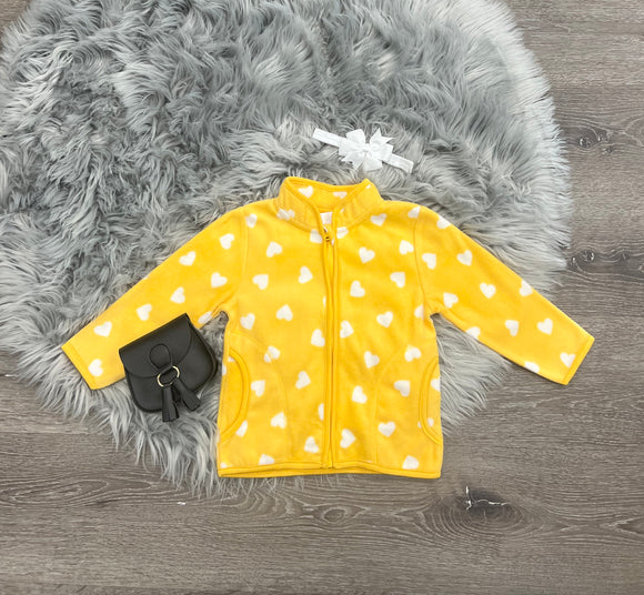 Yellow Hearts Zip-Up Fleece