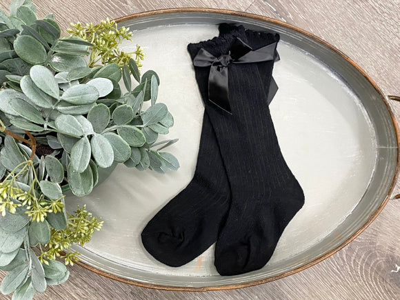 Satin Shimmer Bow Socks