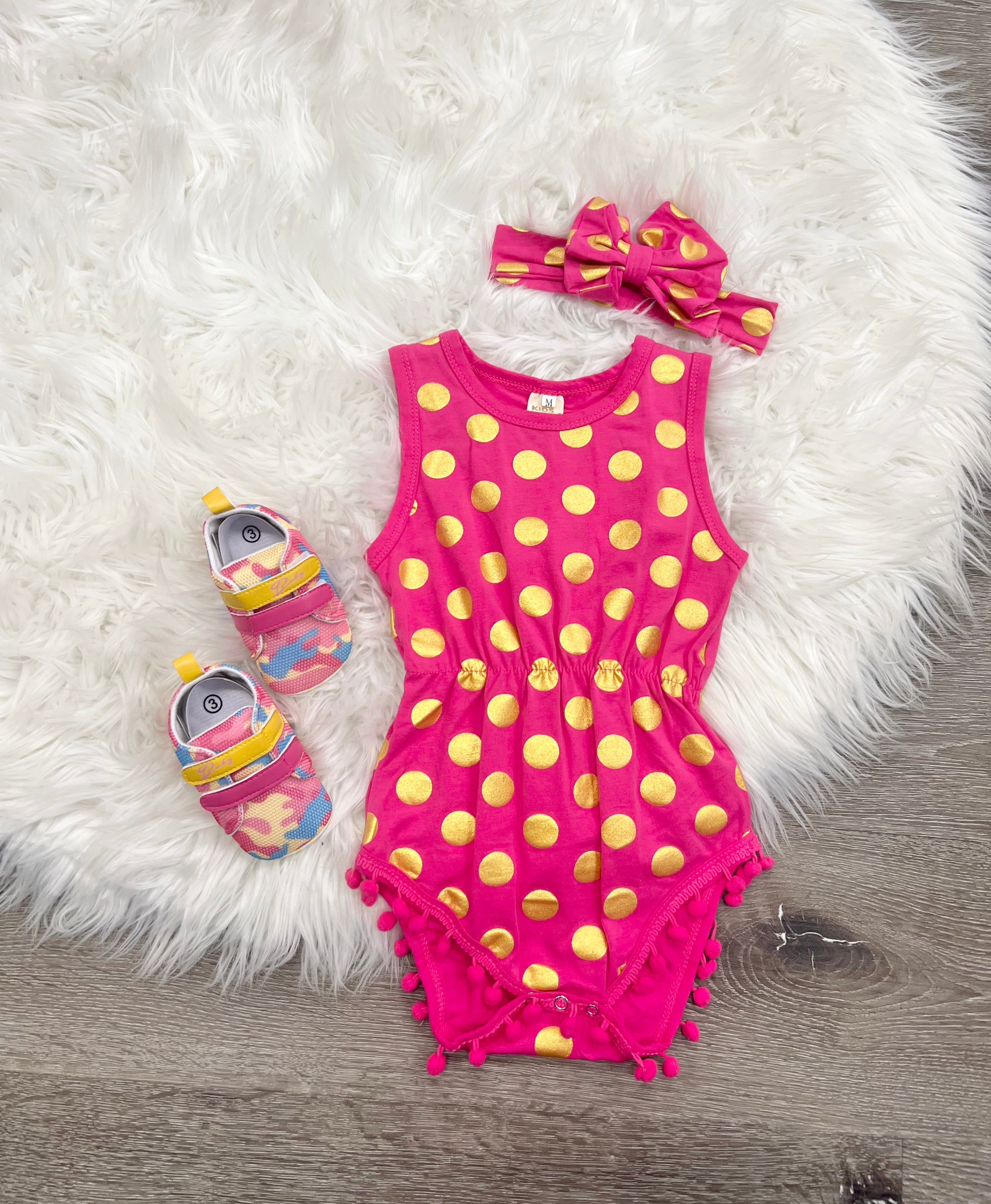 Magenta Polka Dot Romper