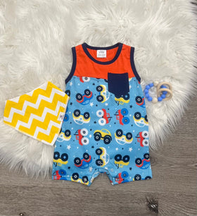 Blue Car Romper