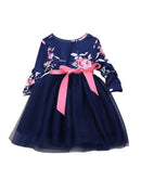 Navy Floral Tulle Dress-2