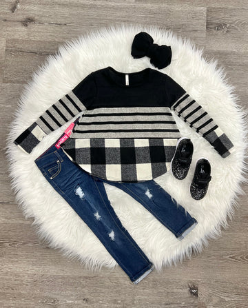 Tartan Plaid Color Block Sweater