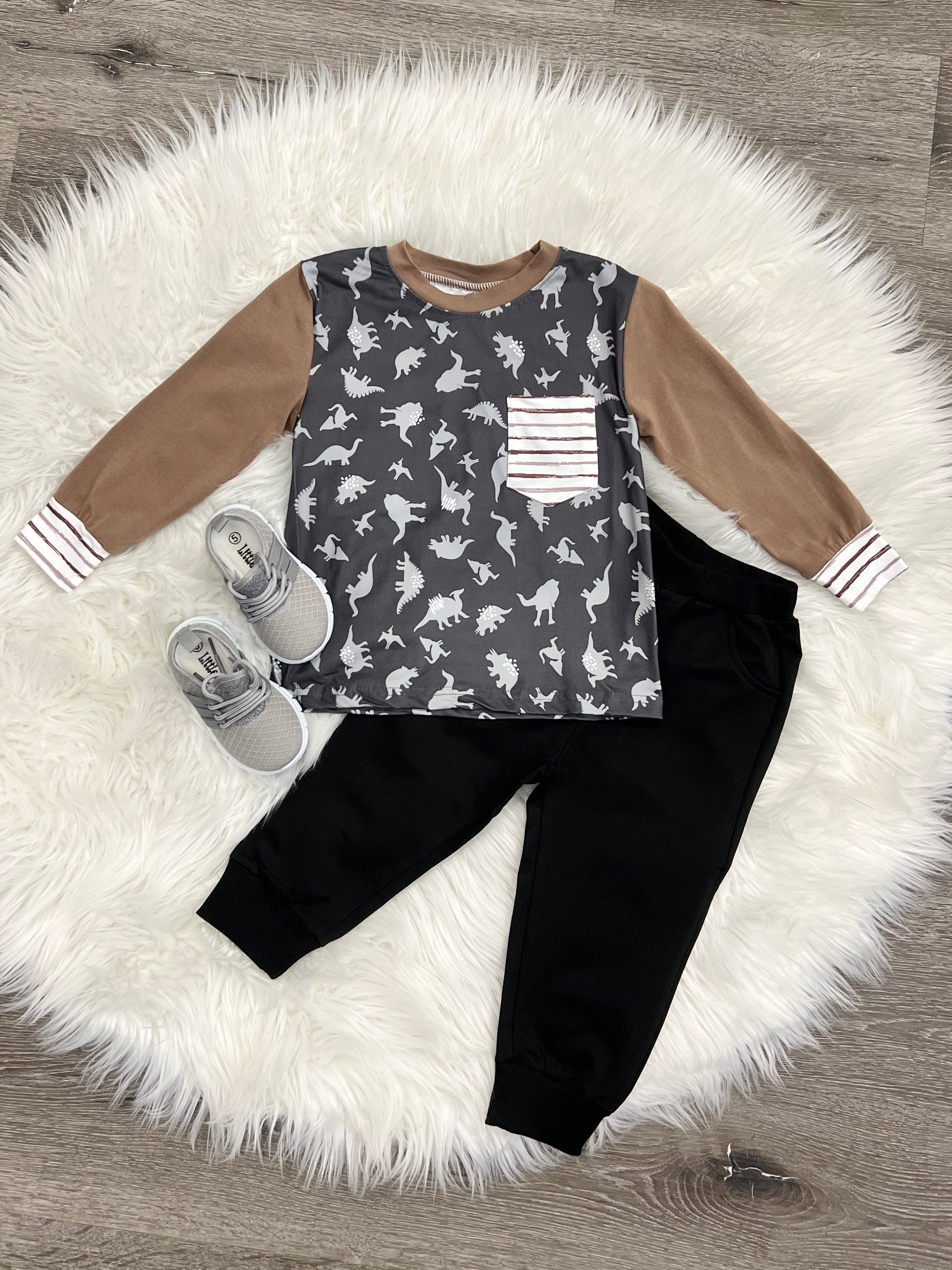 Brown Dino Raglan