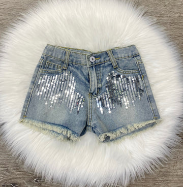 Silver Sequin Shorts