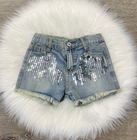 Silver Sequin Shorts