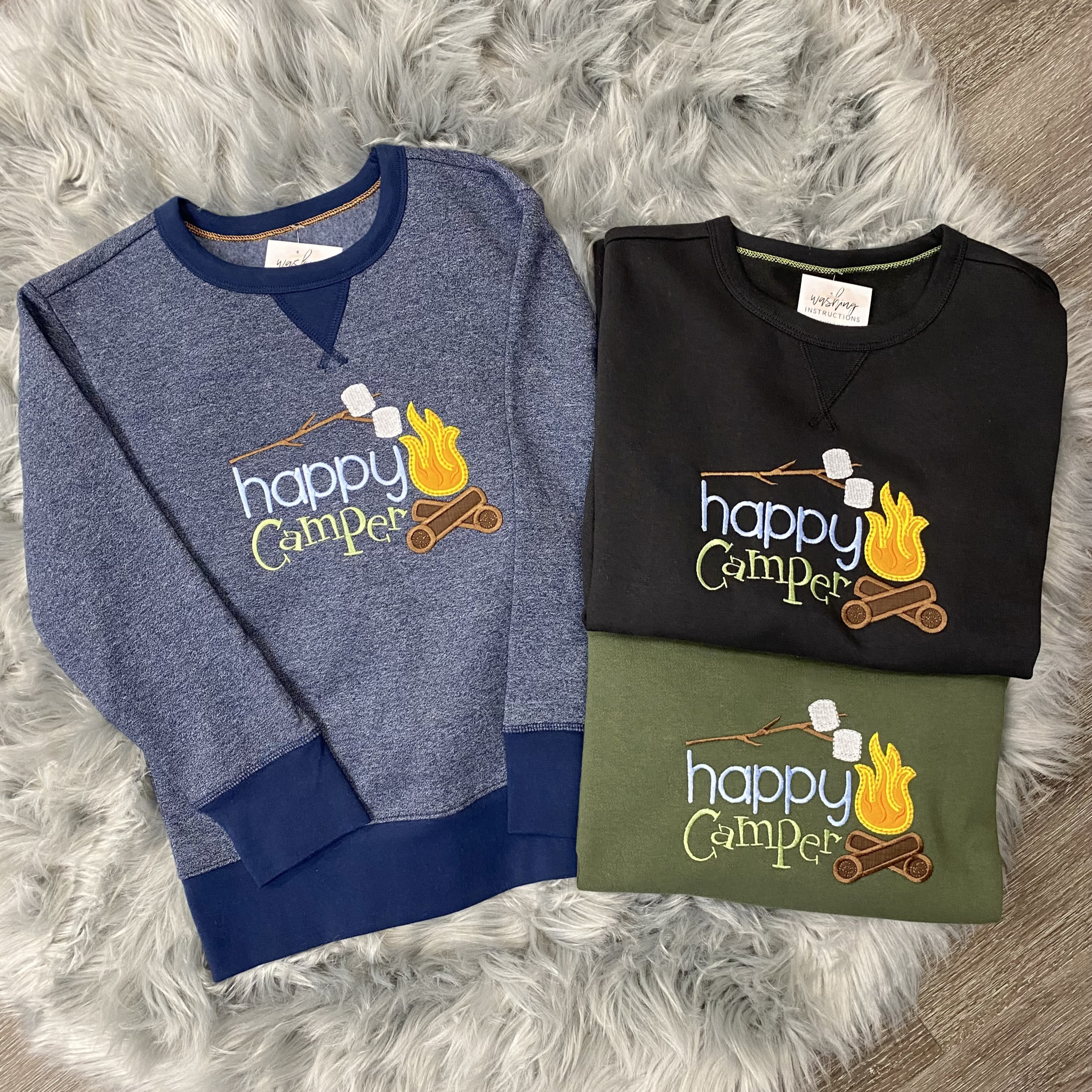 Embroidered Happy Camper Sweatshirt