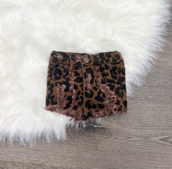 Brown Leopard Shorts