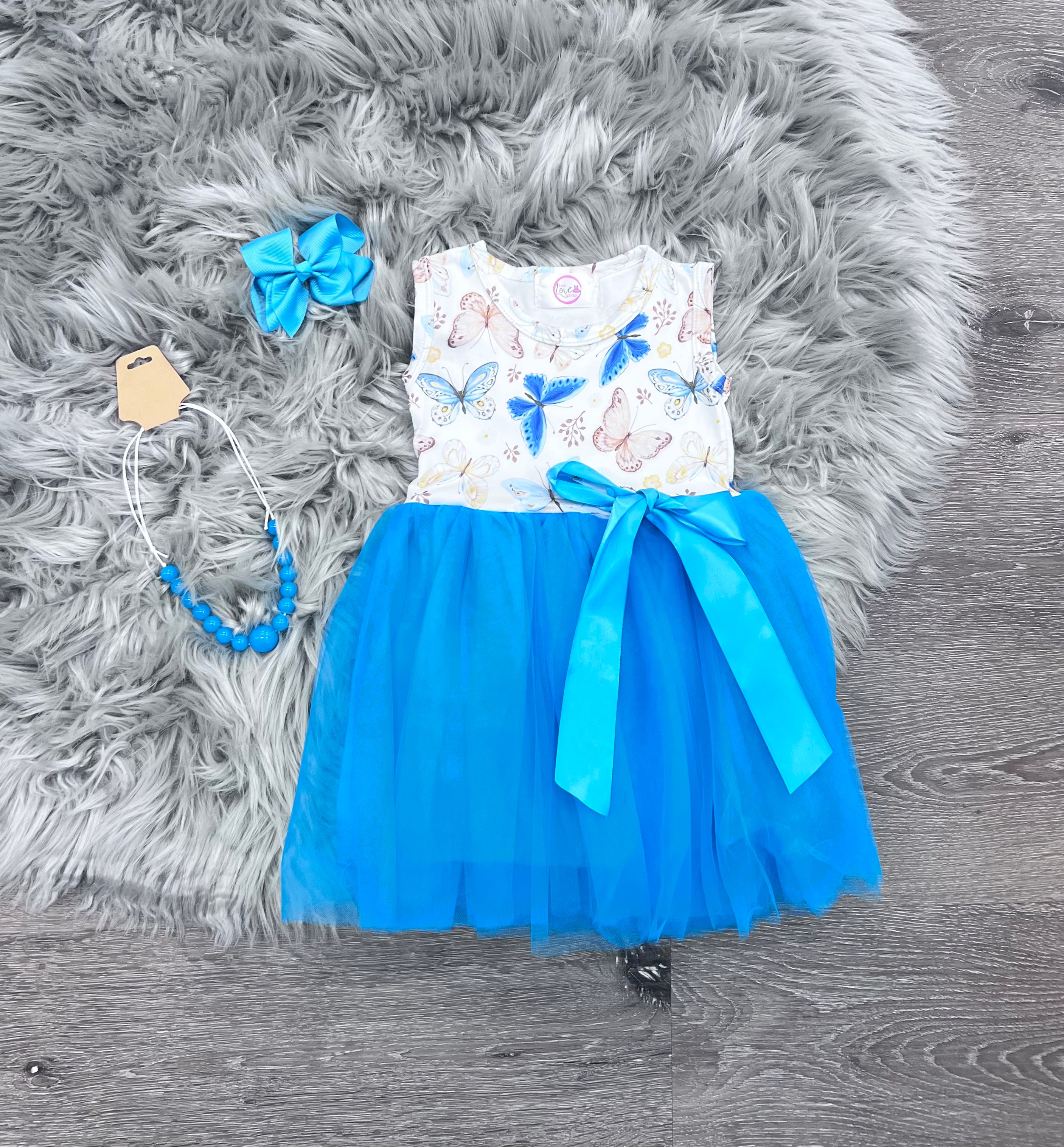 Blue Butterfly Tulle Dress