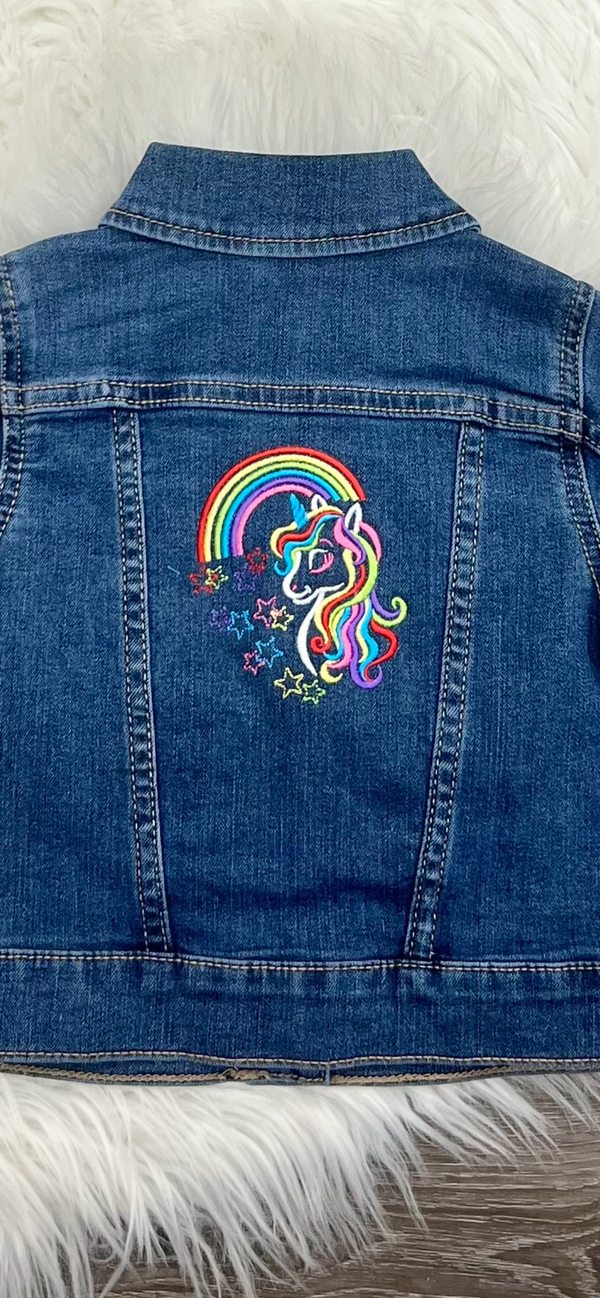 Embroidered Unicorn Jean Jacket