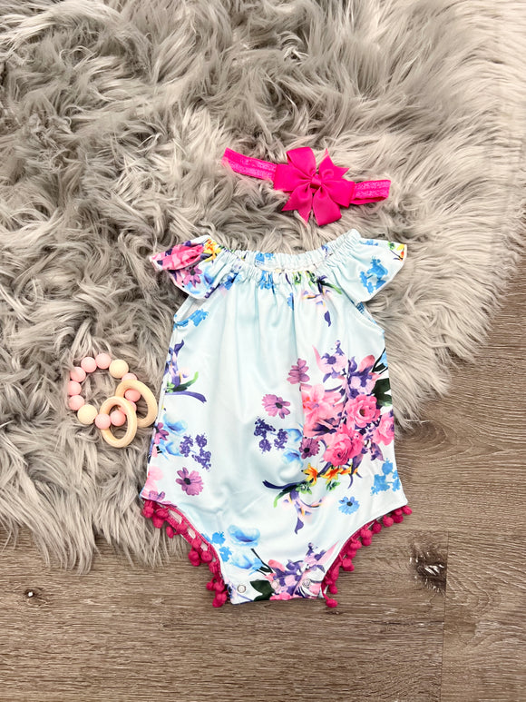 Magenta Poms Leotard