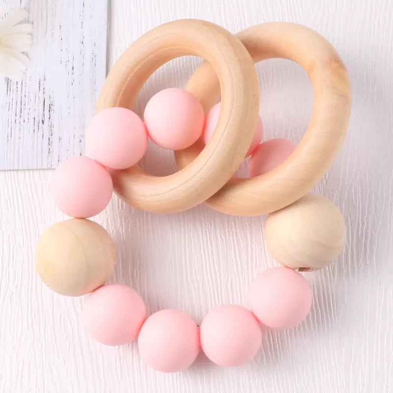 Buy baby-pink Wooden Rattle Ring