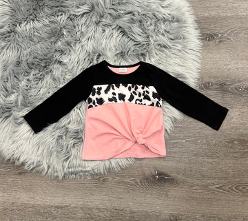 Delilica Pink Leopard Knot Top