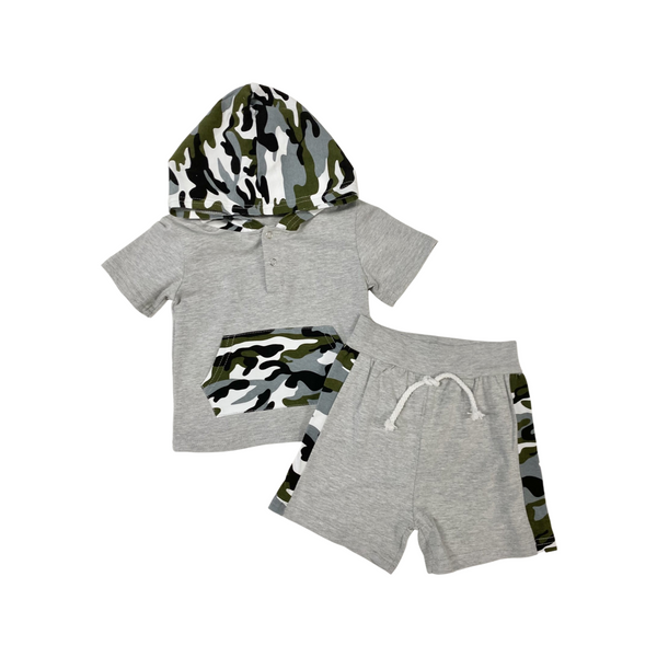 Hooded Camo Shorts Set
