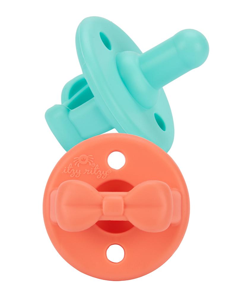 Buy aquamarine-peach-bows Sweetie Soother Pacifier Sets (2-pack)