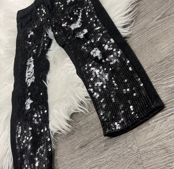 Delilica Black Sequin Denim