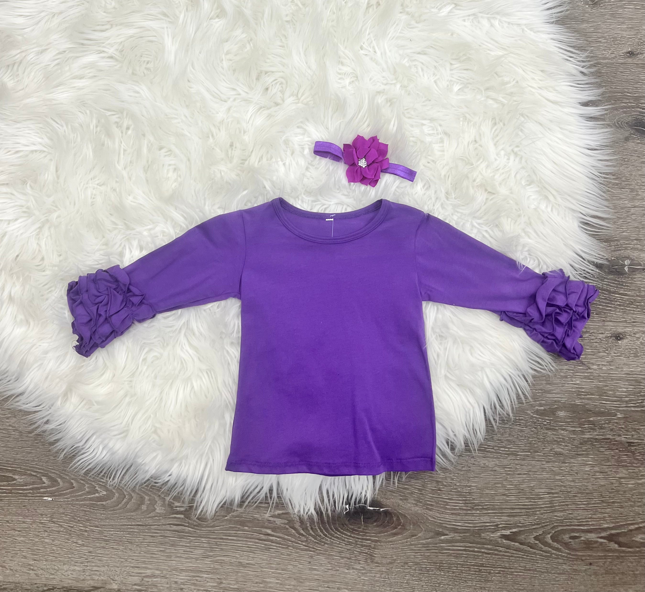 Buy purple Long Sleeve Ruffle Top