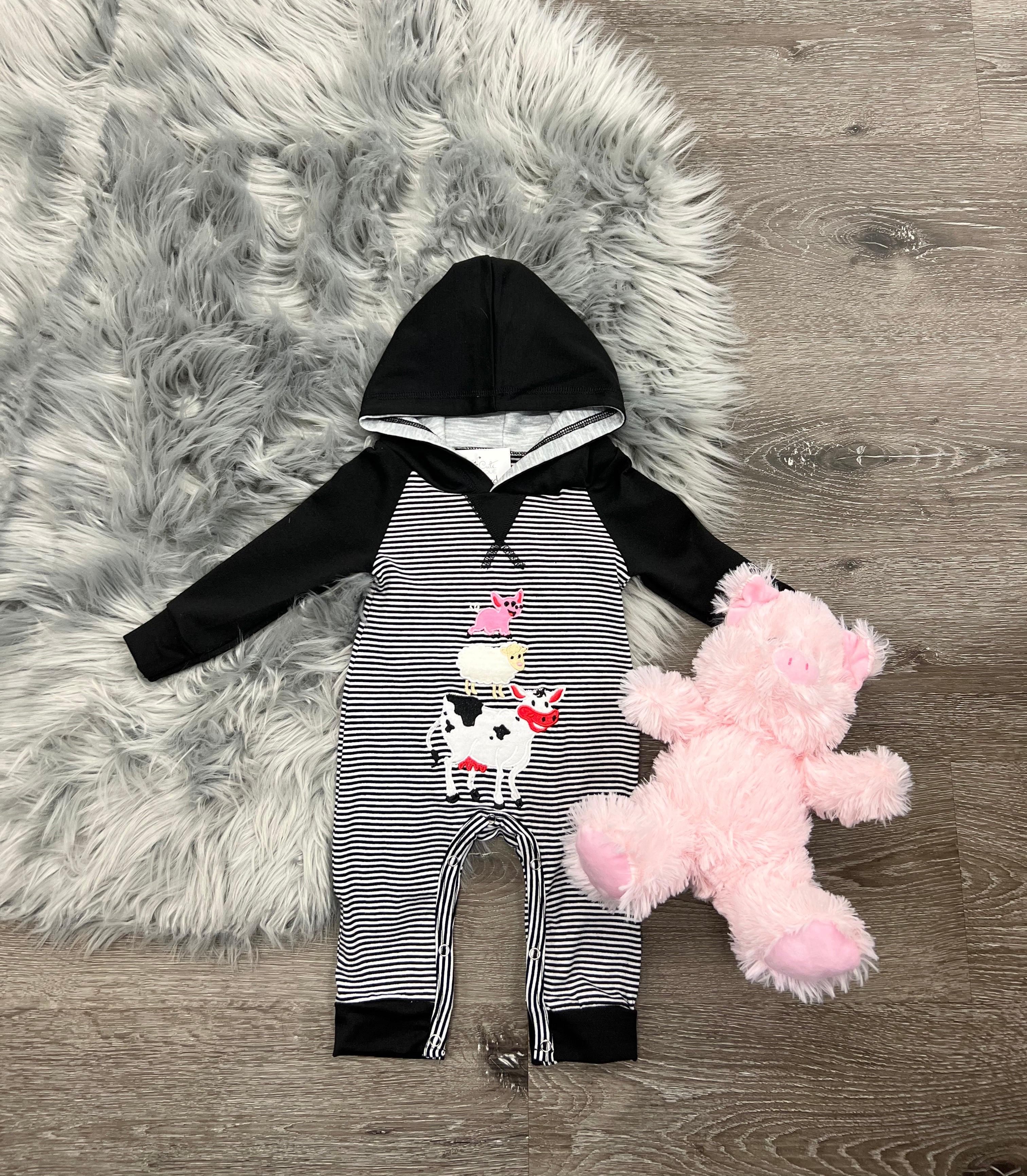 Hooded Farm Friends Romper