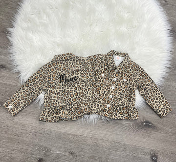 Embroidered Leopard Mini Jean Jacket