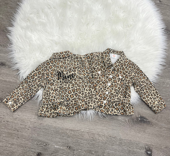 Embroidered Leopard Mini Jean Jacket
