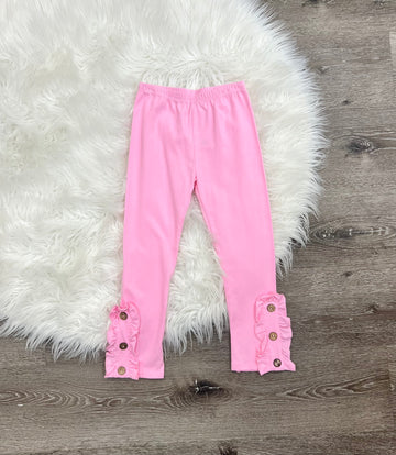 Pink Button Ruffle Legging