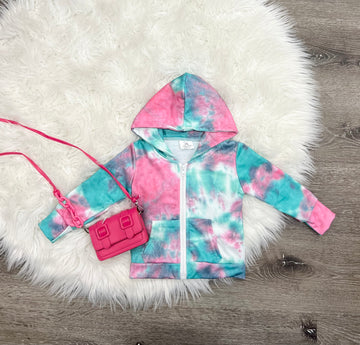Green Pink Tie Dye Hoodie