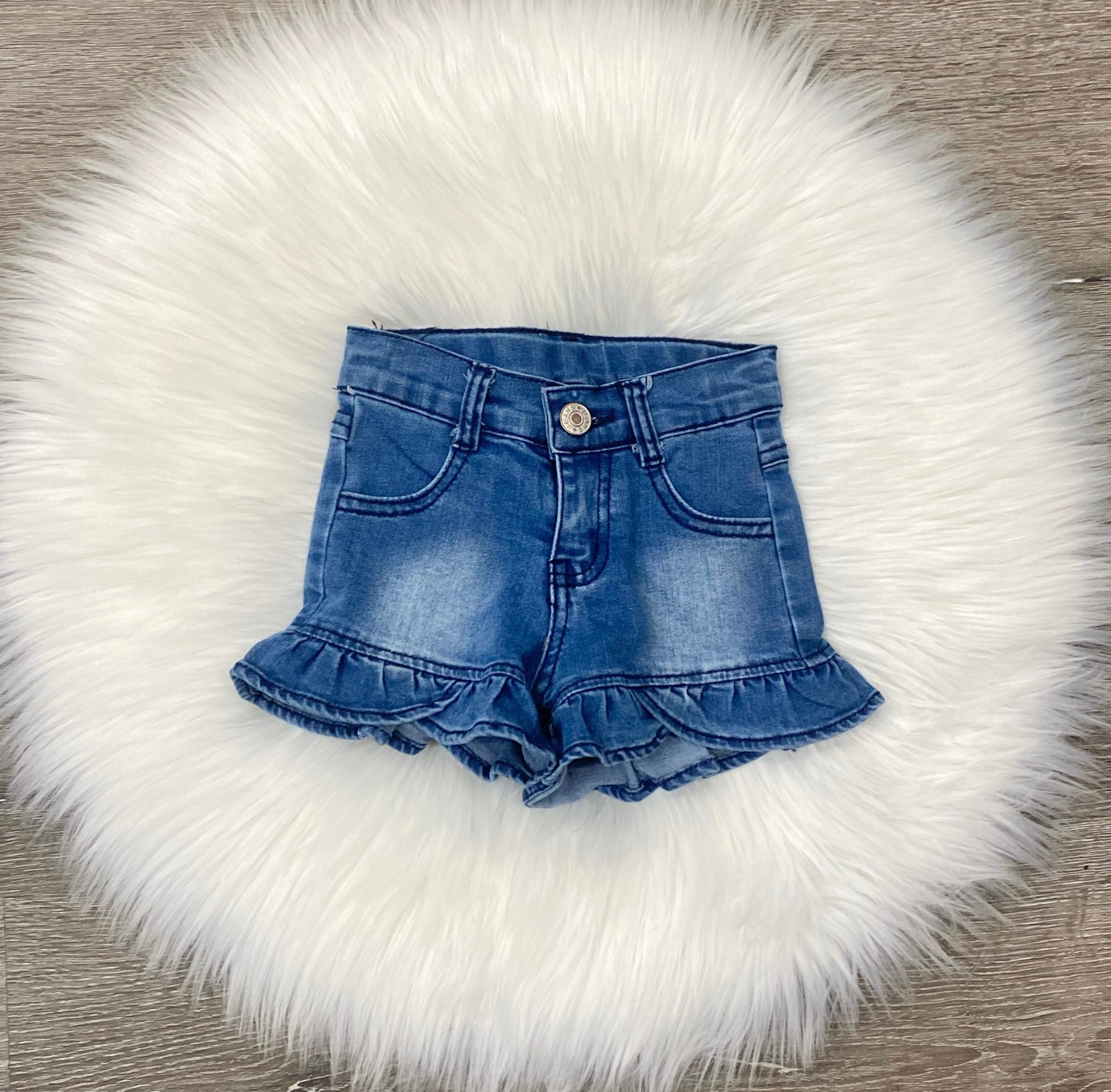 Ruffle Denim Shorts