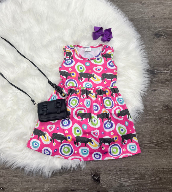 Retro Cow Twirly Dress