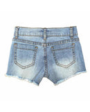 Distressed Denim Shorts Light Blue Wash-3
